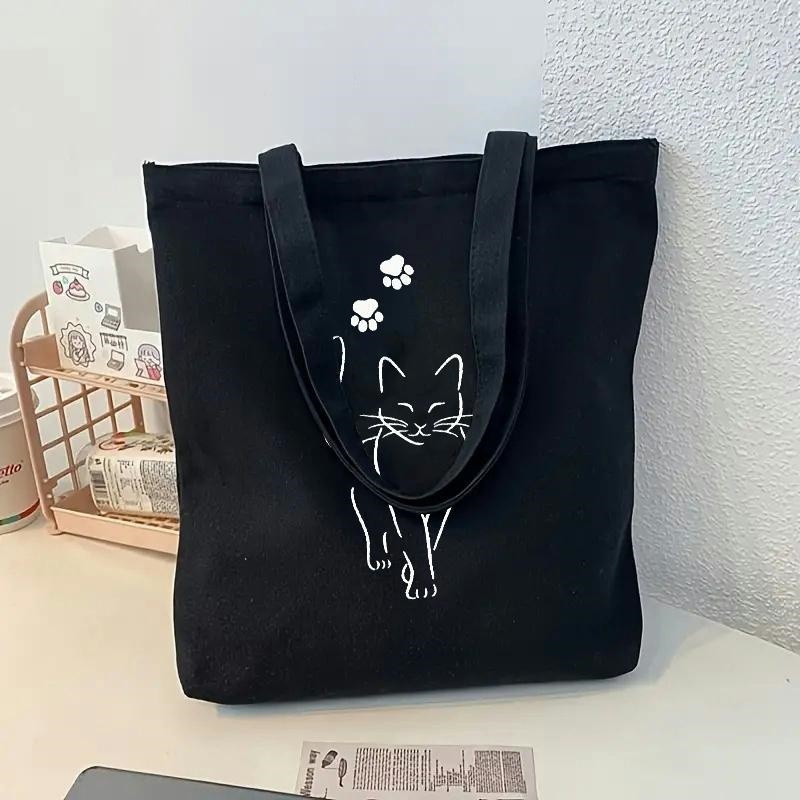 Cat Claw Bark - Tas Tote Kanvas Hitam Motif Cakar
