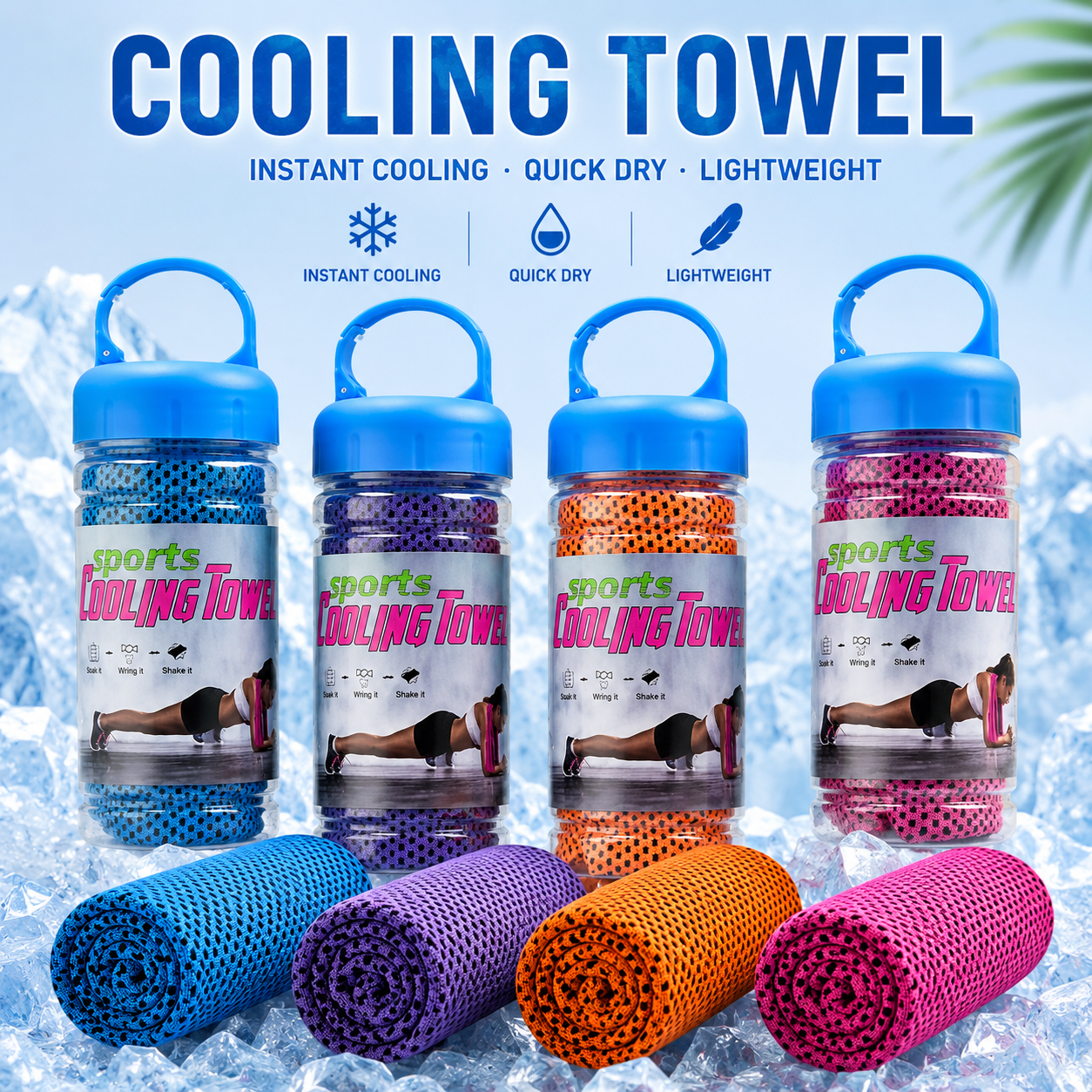 Herbal Yoga - Handuk Pendingin dengan Botol Portabel, Handuk